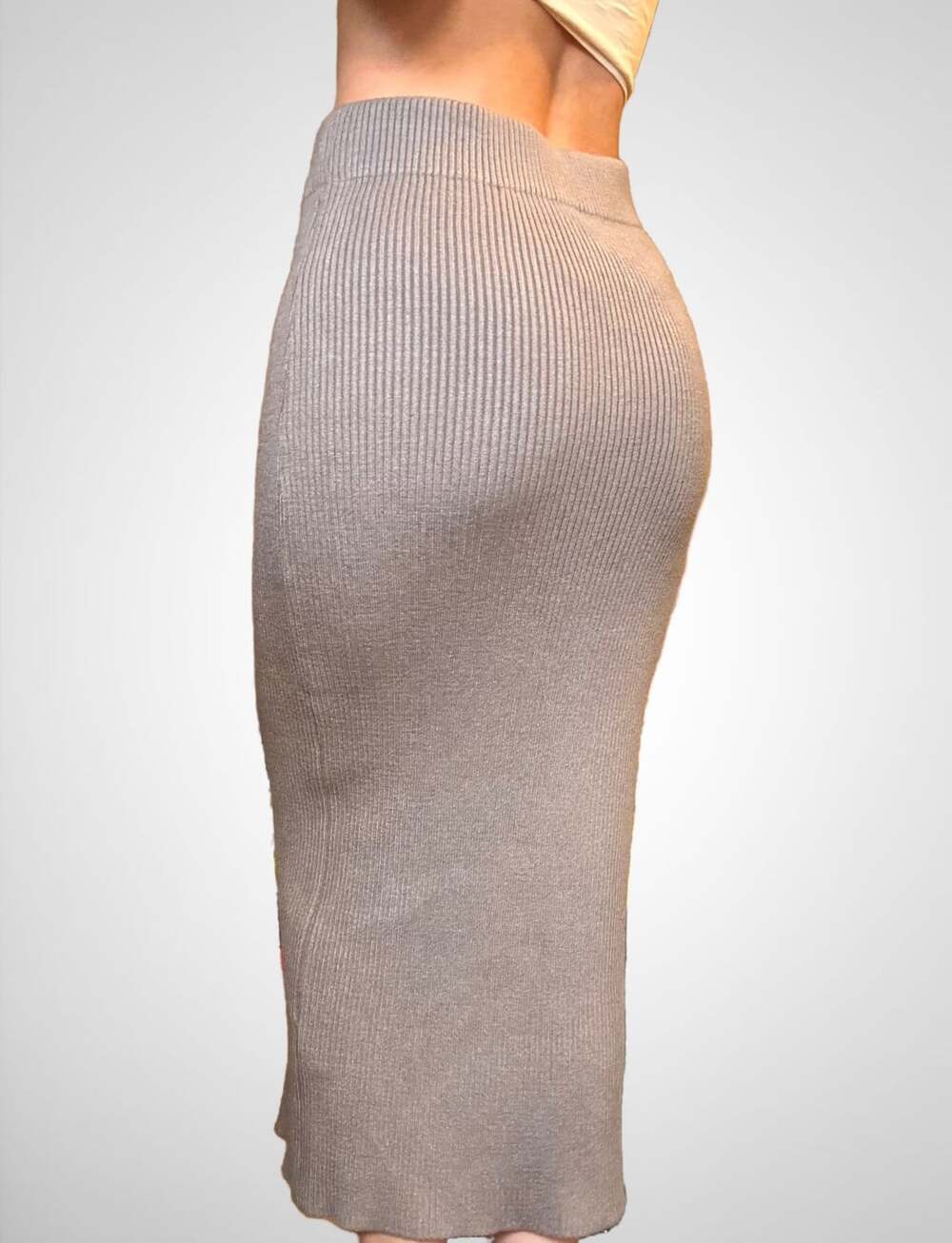 Zara Knit Maxi Skirt Size M Brown Ribbed Long Pencil Skirt
